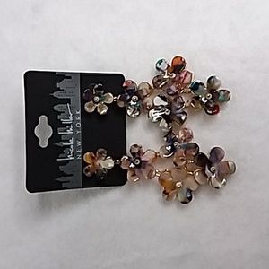 Dangle Pierce Earrings Gold Tone Flower Nicole Miller